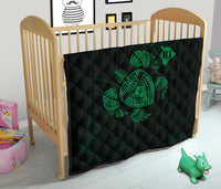 Hawaii Turtle Hibicus Map Premium Quilt - Green - Polynesian Pride