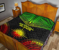Marshall Islands Premium Quilt - Marshall Islands Flag Polynesian Chief Reggae Version - Polynesian Pride