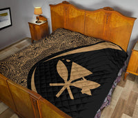 Hawaii Kanaka Polynesian Black Premium Quilt - Circle Style - Polynesian Pride
