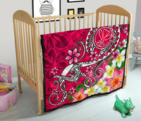 Hawaii Premium Quilt - Turtle Plumeria Polynesian Tattoo Pink Color - Polynesian Pride