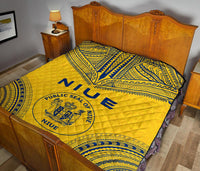Niue Premium Quilt - Niue Seal Polynesian Chief Yellow Version - Polynesian Pride