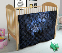 Hawaii Premium Quilt - Turtle Strong Pattern Hibiscus Plumeria Blue AH - Polynesian Pride