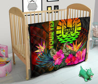 Tahiti Polynesian Personalised Premium Quilt - Hibiscus and Banana Leaves - Polynesian Pride