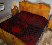 Marshall Islands Premium Quilt - Marshall Islands Flag Polynesian Chief Red Version - Polynesian Pride