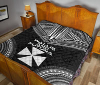 Wallis And Futuna Premium Quilt - Wallis And Futuna Coat Of Arms Polynesian Chief Black Version - Polynesian Pride