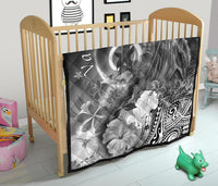 Vanuatu Premium Quilt - Humpback Whale with Tropical Flowers (White) - Polynesian Pride