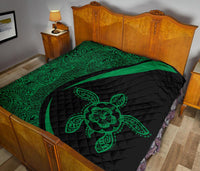 Hawaii Turtle Polynesian Green Premium Quilt - Circle Style - Polynesian Pride