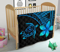 Hawaii Quilt - Hawaii Turtle Plumeria Quilt Blue - Polynesian Pride