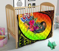 Tahiti Premium Quilt - Polynesian Hook And Hibiscus (Raggae) - Polynesian Pride