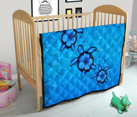 Turtle Hibiscus Swim In Sea Premium Quilt - Polynesian Pride