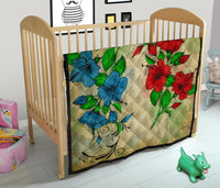 Hibiscus Red And Blue Premium Quilt - Polynesian Pride