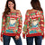 Polynesian Hawaii Ugly Christmas Women's Off Shoulder Sweater - Santa Claus Red - Polynesian Pride