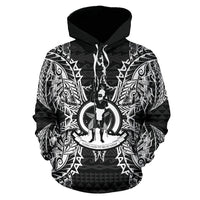 Vanuatu Polynesian ll Over Hoodie Map Black - Polynesian Pride