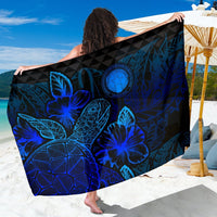 Northern Mariana Islands Sarong - Turtle Hibiscus Pattern Blue Women One Size Blue - Polynesian Pride