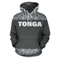 Tonga All Over Hoodie Polynesian Grey and White - Polynesian Pride