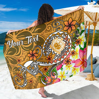 Samoa Custom Personalised Sarong - Turtle Plumeria (Gold) One Style One Size Gold - Polynesian Pride