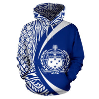 Samoa Polynesian Hoodie Circle Style White Blue Color - Polynesian Pride