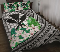 Kanaka Maoli (Hawaiian) - Quilt Bed Set Lauhala Polynesian Hibiscus Gray - Polynesian Pride