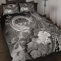 Federated States of Micronesia Quilt Bed Set - Humpback Whale with Tropical Flowers (White) White - Polynesian Pride