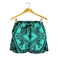 Polynesian Plumeria Mix Turquoise Black Women's Short - Polynesian Pride