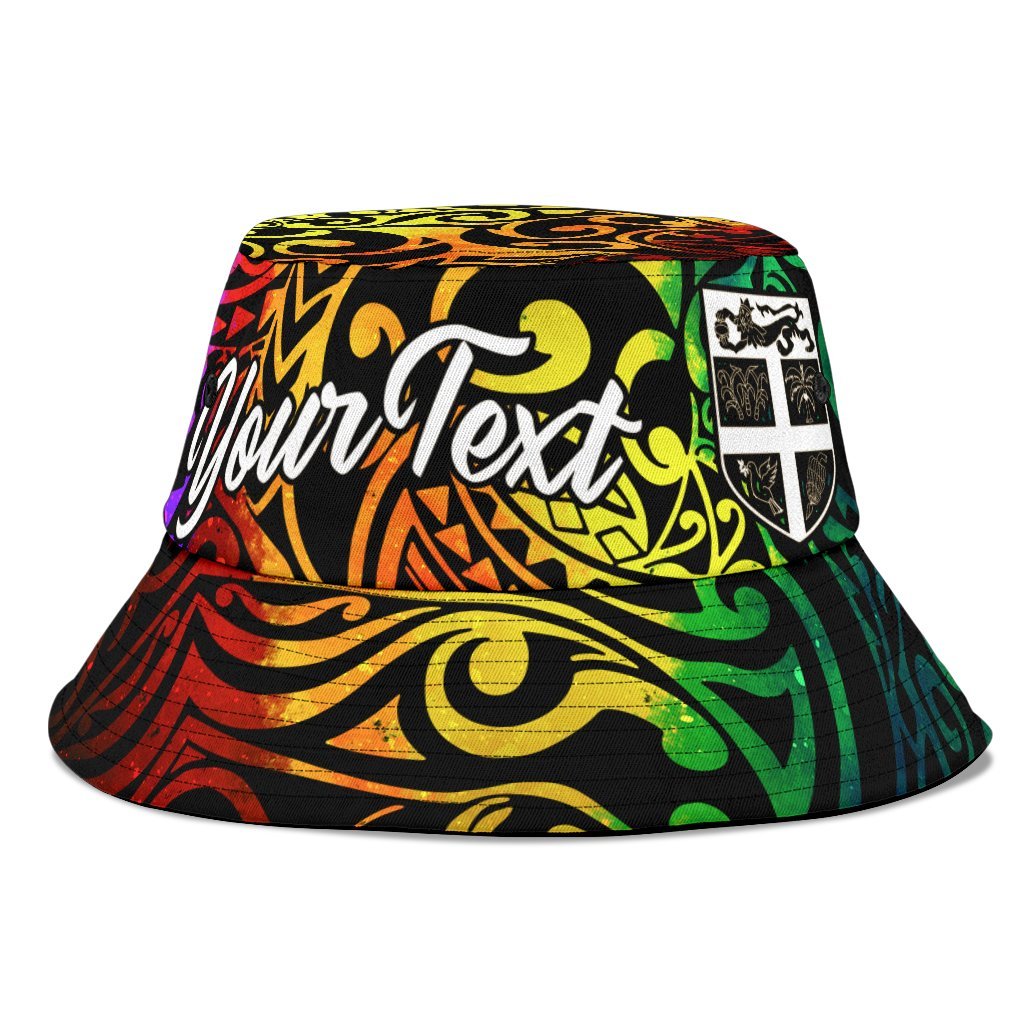 Fiji Custom Personalised Bucket Hat - Rainbow Polynesian Pattern Unisex Universal Fit Reggae - Polynesian Pride