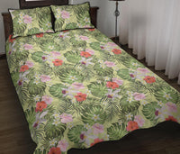 Tropical Hibiscus, Plumeria Green Quilt Bed Set - Polynesian Pride
