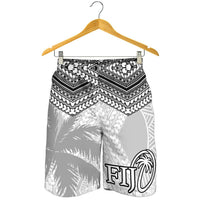 Fiji Rugby Polynesian All Over Print Men's Shorts White - Polynesian Pride