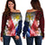 The Philippines Off Shoulder Sweater - Filipino Flag with Islander Patterns Black - Polynesian Pride