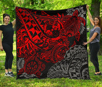 Tonga Polynesian Premium Quilt - Red Turtle Flowing - Polynesian Pride
