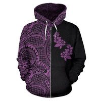 Hibiscus Hoodie Zip up Polynesian Half Style Violet - Polynesian Pride