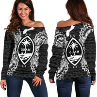 Guam Polynesian Shoulder Sweater Map Black Black - Polynesian Pride