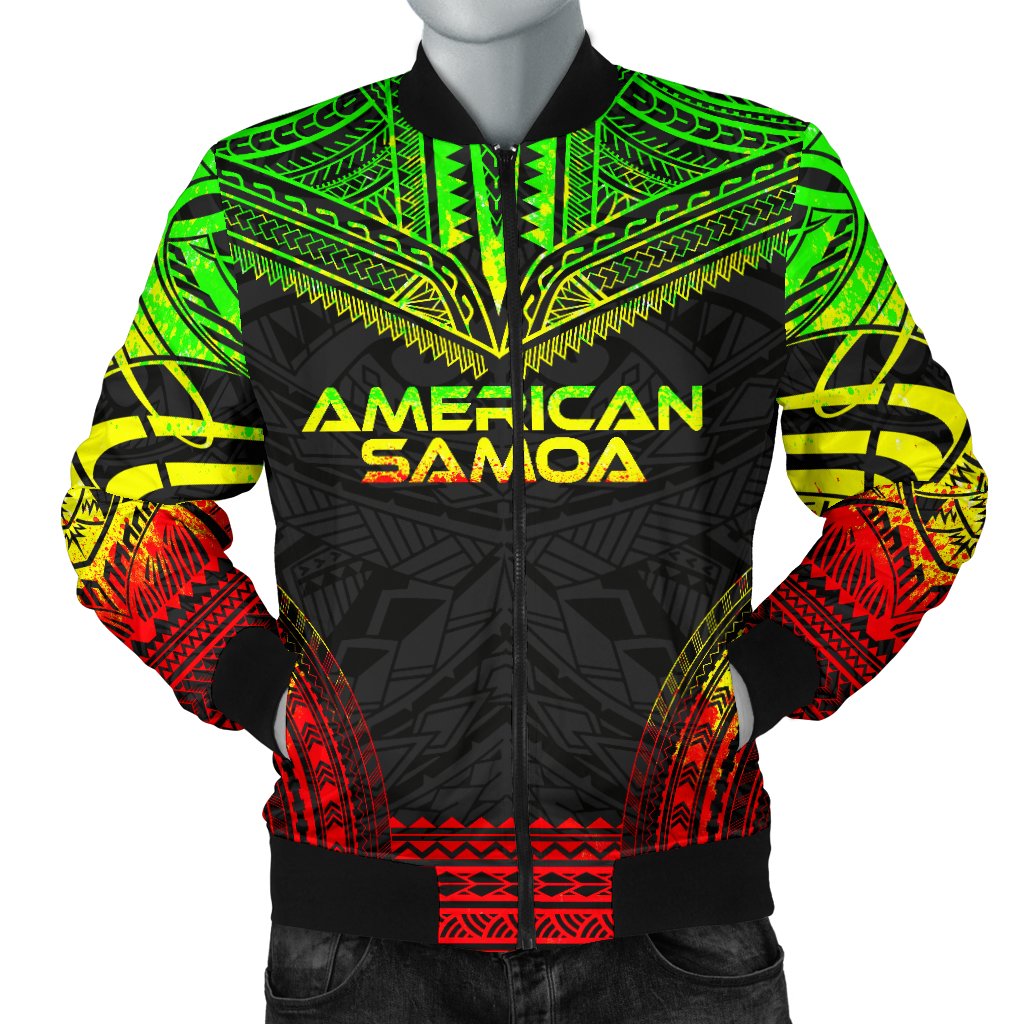 American Samoa Polynesian Chief Men's Bomber Jacket - Reggae Version Reggae - Polynesian Pride