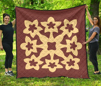 Hawaiian Premium Quilt Royal Pattern - Coral - A1 Style Coral - Polynesian Pride