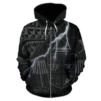 Fiji Polynesian Zip up Hoodie Lighting Thunder - Polynesian Pride