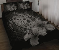 Hawaiian Map Turtle Hibiscus Polynesian Quilt Bedding Set - Gray - Polynesian Pride