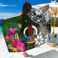 Vanuatu Sarong - Turtle Plumeria Banana Leaf Sarong One Size Black - Polynesian Pride