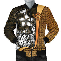 Kosrae Micronesia Men's Bomber Jackets Gold - Turtle With Hook Gold - Polynesian Pride