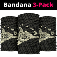 Polynesian Shaka Map Hawaii Bandana 3 - Pack - Beige - Polynesian Pride