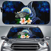 Polynesian Federated States of Micronesia Sun Shades - Turtle With Plumeria Flowers Auto Sun Shade Universal Fit Blue - Polynesian Pride