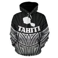 Tahiti Polynesian Hoodie Black Pride Map nd Seal - Polynesian Pride