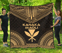 Hawaii Premium Quilt - Kanaka Maoli Polynesian Chief Gold Version Gold - Polynesian Pride