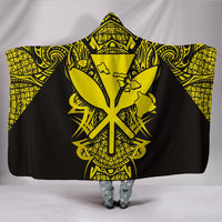 Kanaka Map Polynesian Hooded Blanket - Yellow - Armor Style Hooded Blanket Yellow - Polynesian Pride
