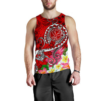 Hawaii Men's Tank Top - Turtle Plumeria Polynesian Tattoo Red Color - Polynesian Pride