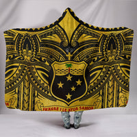 Samoa Blanket - Coat Of Arm Gold - Black Hooded Blanket Golden - Polynesian Pride