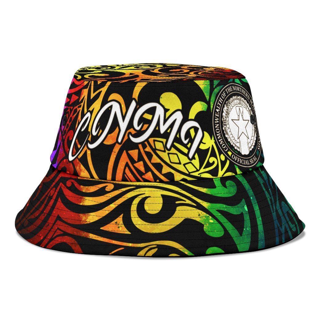 Northern Mariana Islands Bucket Hat - Rainbow Polynesian Pattern Unisex Universal Fit Reggae - Polynesian Pride
