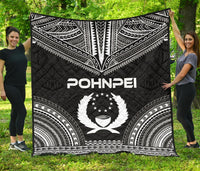 Pohnpei Premium Quilt - Pohnpie Flag Polynesian Chief Black Version Black - Polynesian Pride