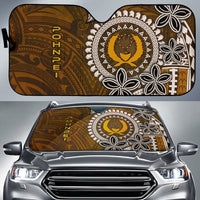 Pohnpei Auto Sun Shade - Polynesian Boar Tusk Auto Sun Shade Universal Fit Brown - Polynesian Pride