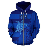 Fiji Tapa Zip up Hoodie Fiji Turtle Mermaid - Polynesian Pride