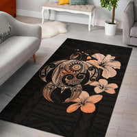 Hibiscus Plumeria Mix Polynesian Turtle Area Rug AH Rug Orange - Polynesian Pride