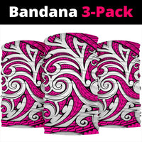 Polynesian Maori Ethnic Ornament Pink Bandana 3 - Pack - Polynesian Pride